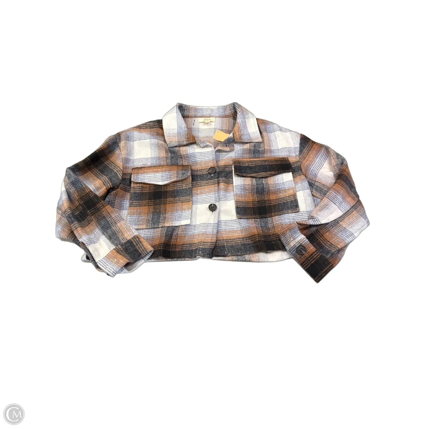 Jacket Shirt By Elan In Plaid Pattern, Size: S
