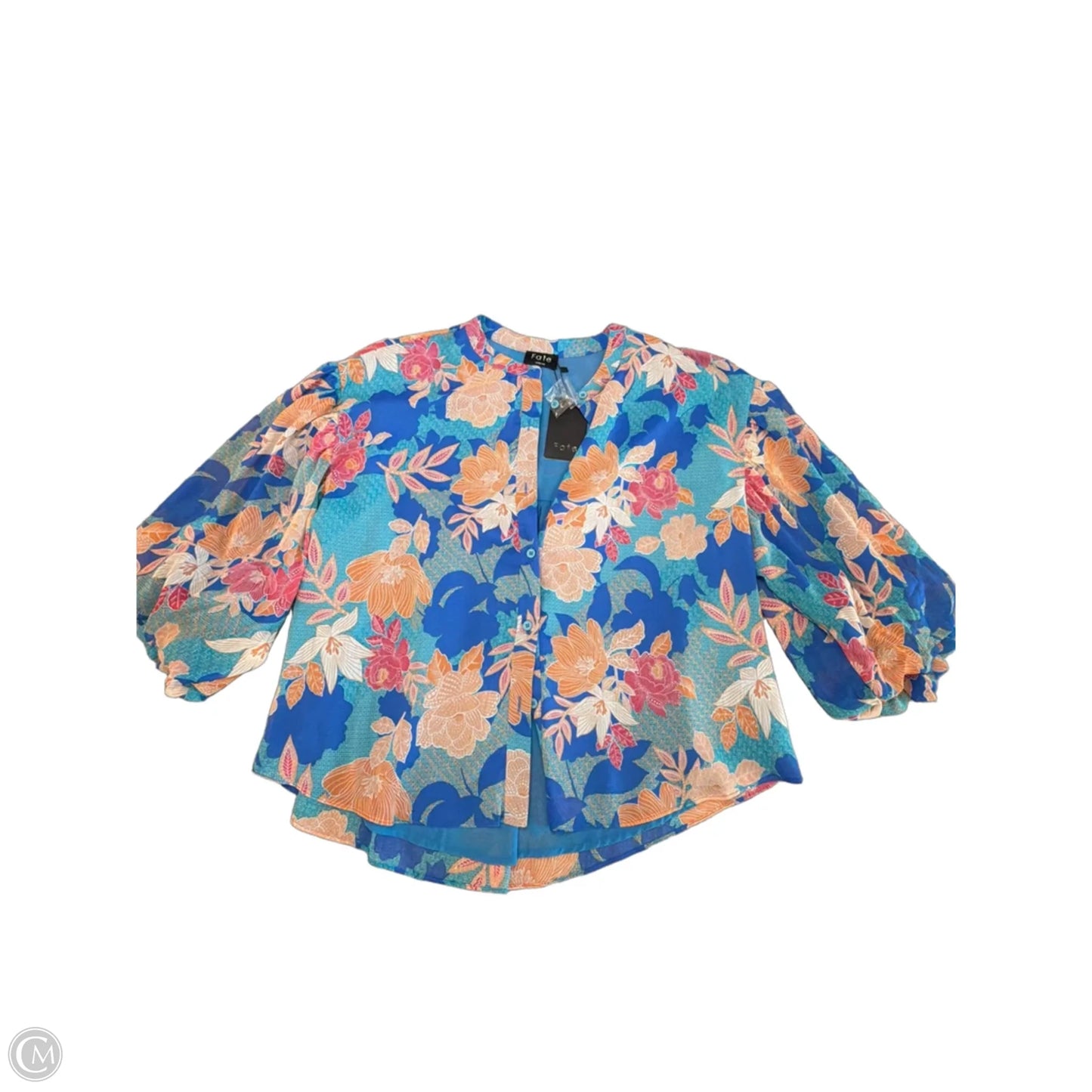 Blouse 3/4 Sleeve By Fate In Blue, Size: M