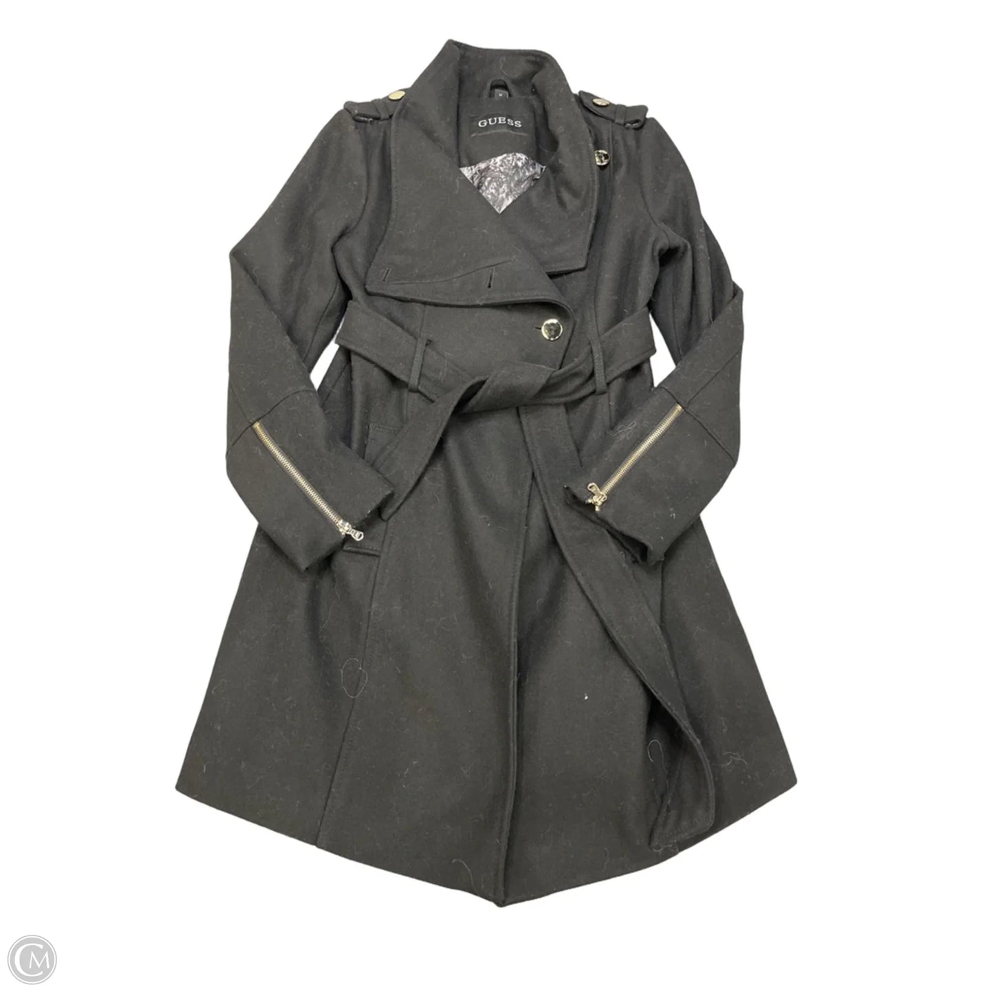 Coat Wool By Guess In Black, Size: M
