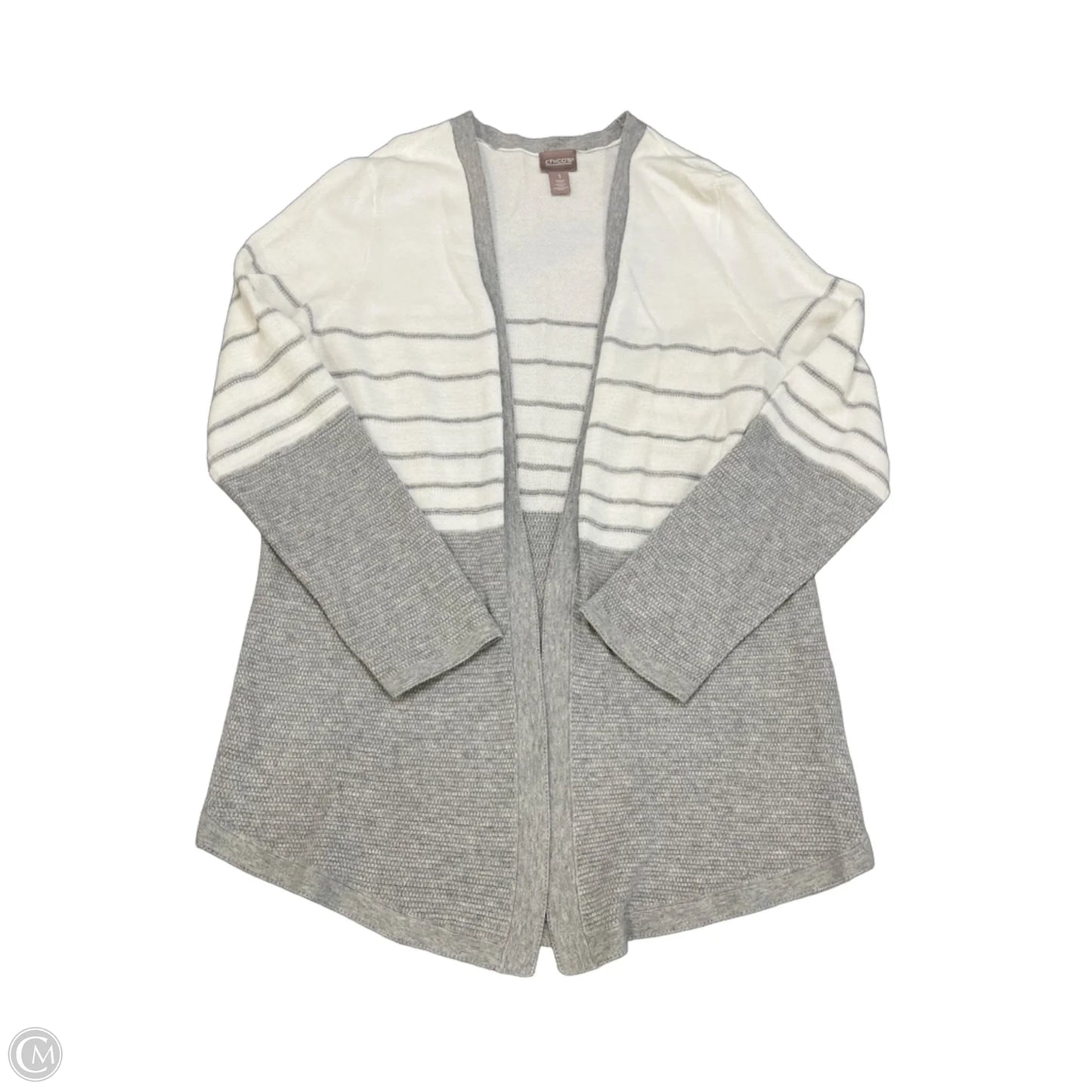 Cardigan By Chicos In Grey & White, Size: M