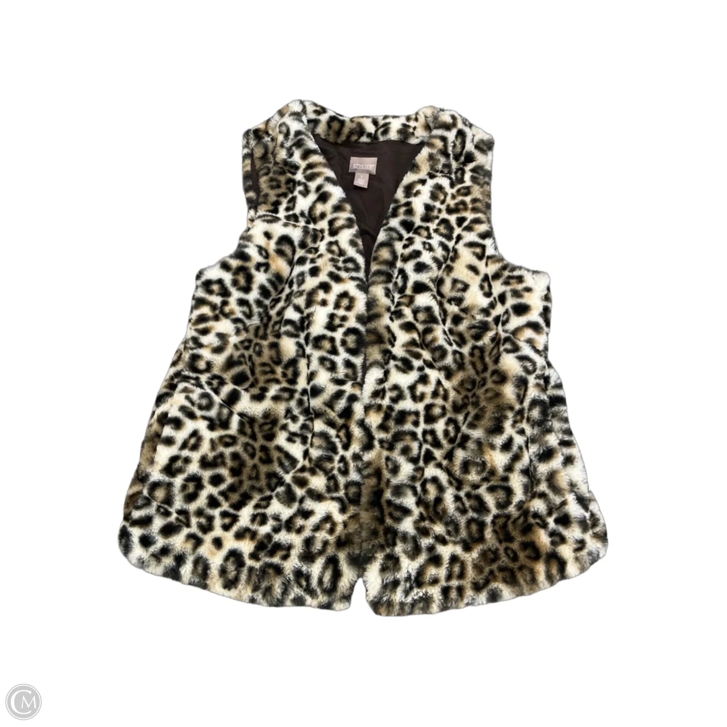 Vest Faux Fur & Sherpa By Chicos In Animal Print, Size: M