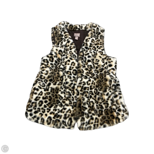 Vest Faux Fur & Sherpa By Chicos In Animal Print, Size: M
