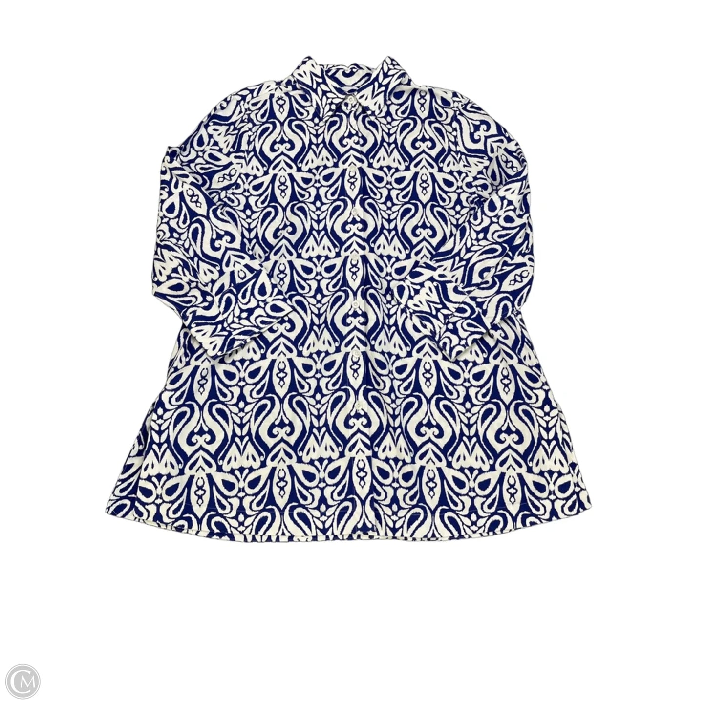 Top Long Sleeve By Chicos In Blue & White, Size: S