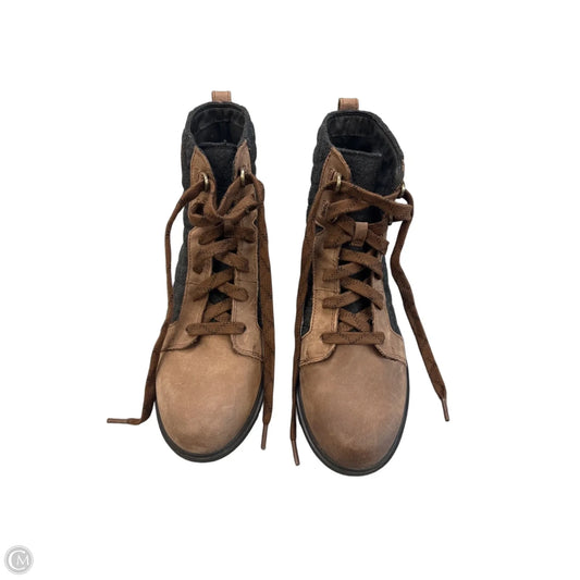 Boots Ankle Heels By Sorel In Brown & Grey, Size: 10.5