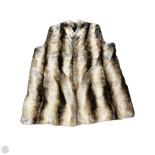 Vest Faux Fur & Sherpa By Cmb In Brown & Cream, Size: 3x
