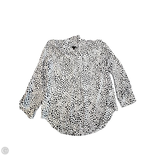 Blouse Long Sleeve By Ann Taylor In Black & White, Size: L