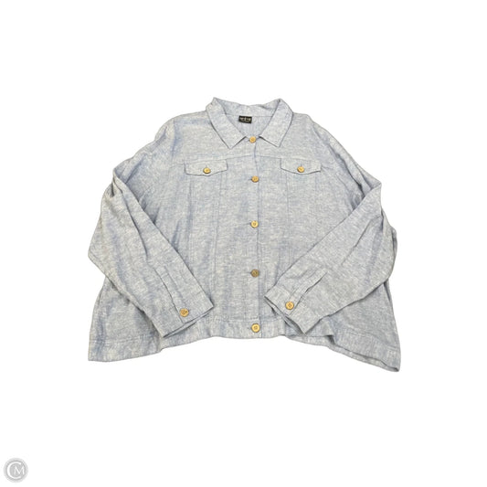 Jacket Shirt By Clothes Mentor In Blue, Size: 3x