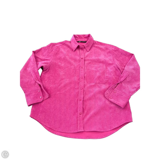Top Long Sleeve By Zara In Pink, Size: L