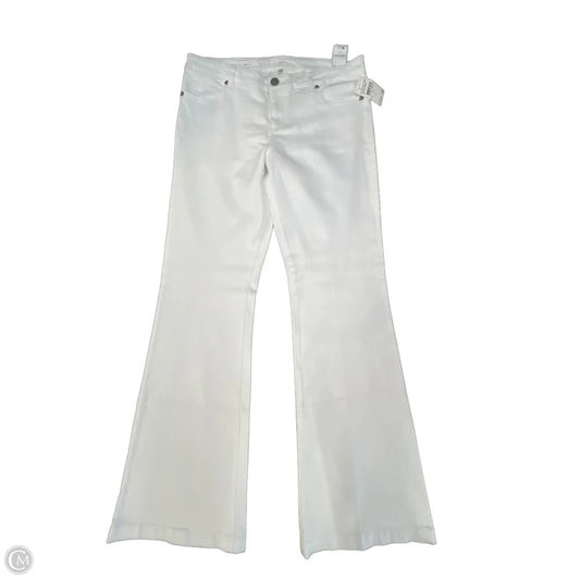 Jeans Flared By Kut In White Denim, Size: 12