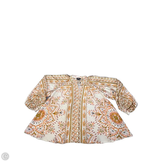Blouse Long Sleeve By Gigio In Cream & Orange, Size: M
