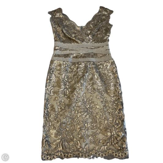 Dress Designer By Tadashi Shoji In Bronze, Size: S