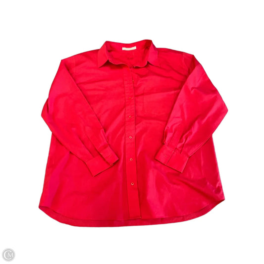 Top Long Sleeve By Foxcroft In Red, Size: 2x