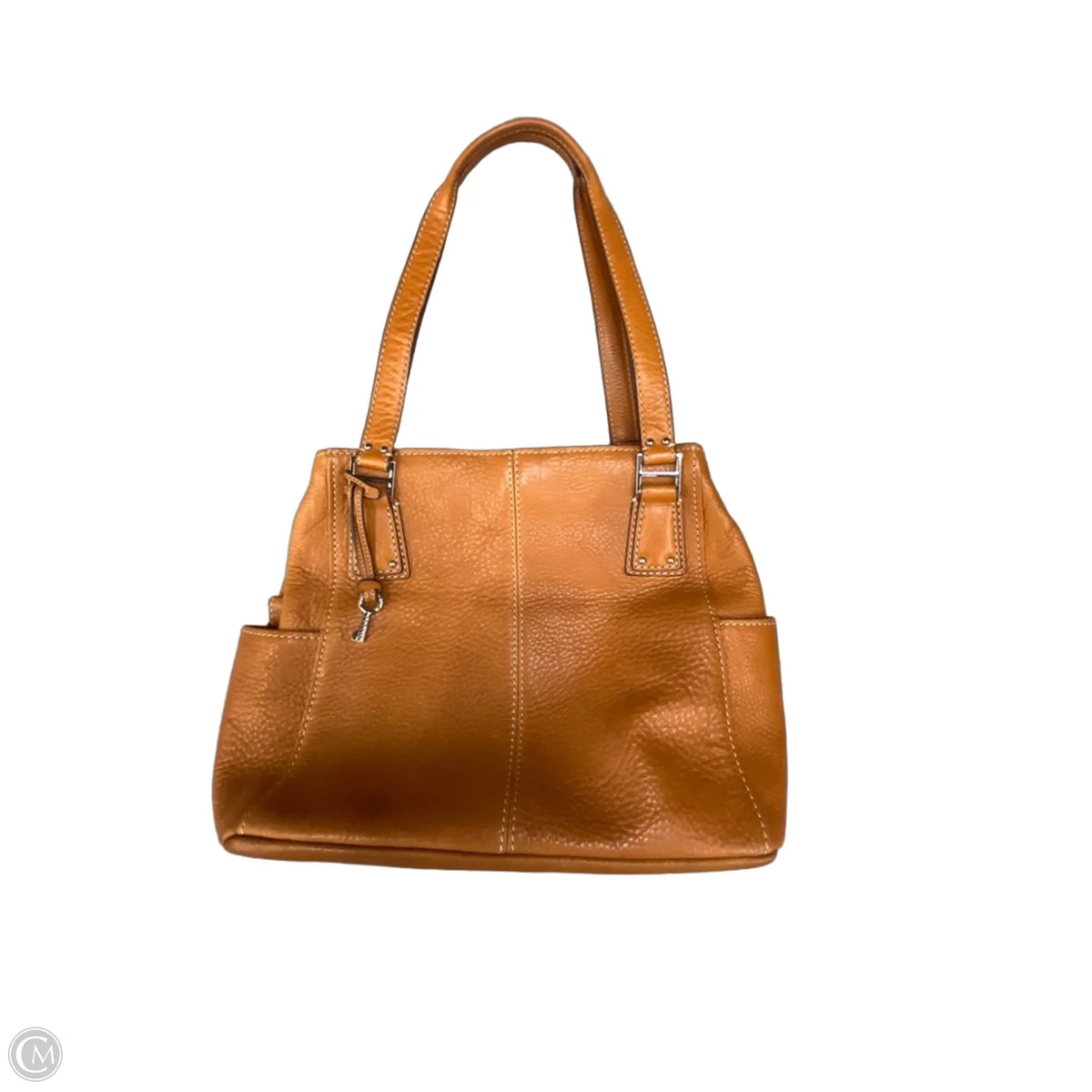 Handbag Leather By Fossil, Size: Medium