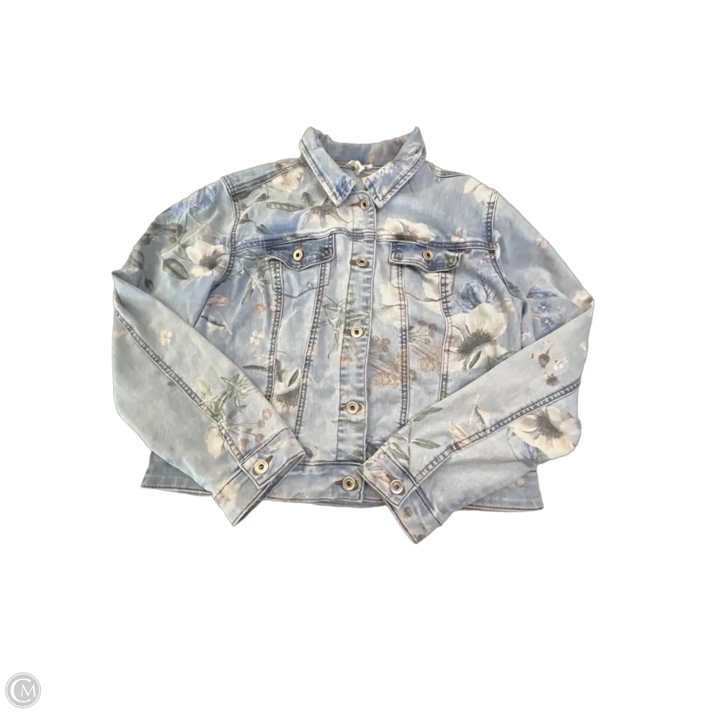 Jacket Denim By Clothes Mentor In Floral Print, Size: L