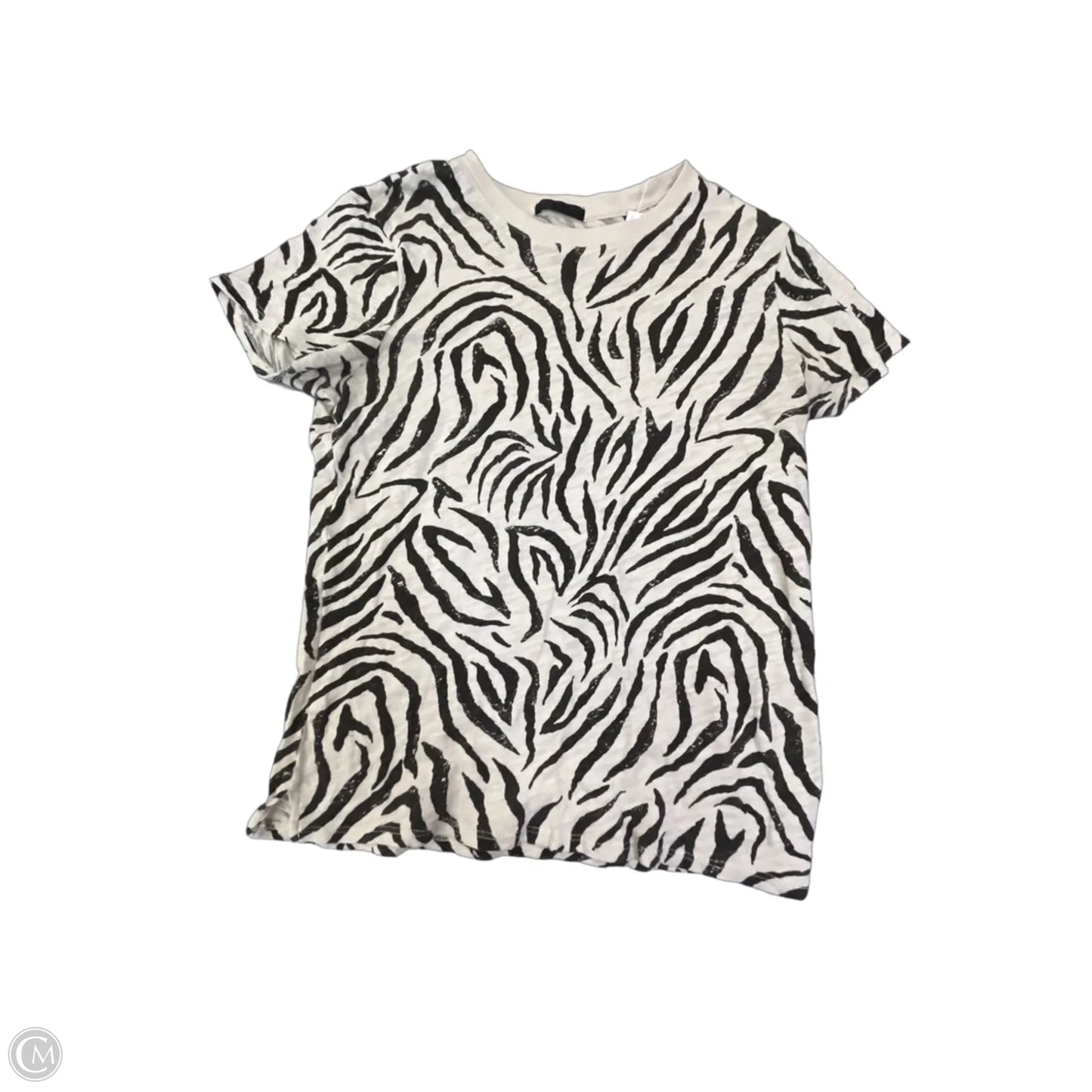 Top Short Sleeve By Atm In Black & Cream, Size: Xs