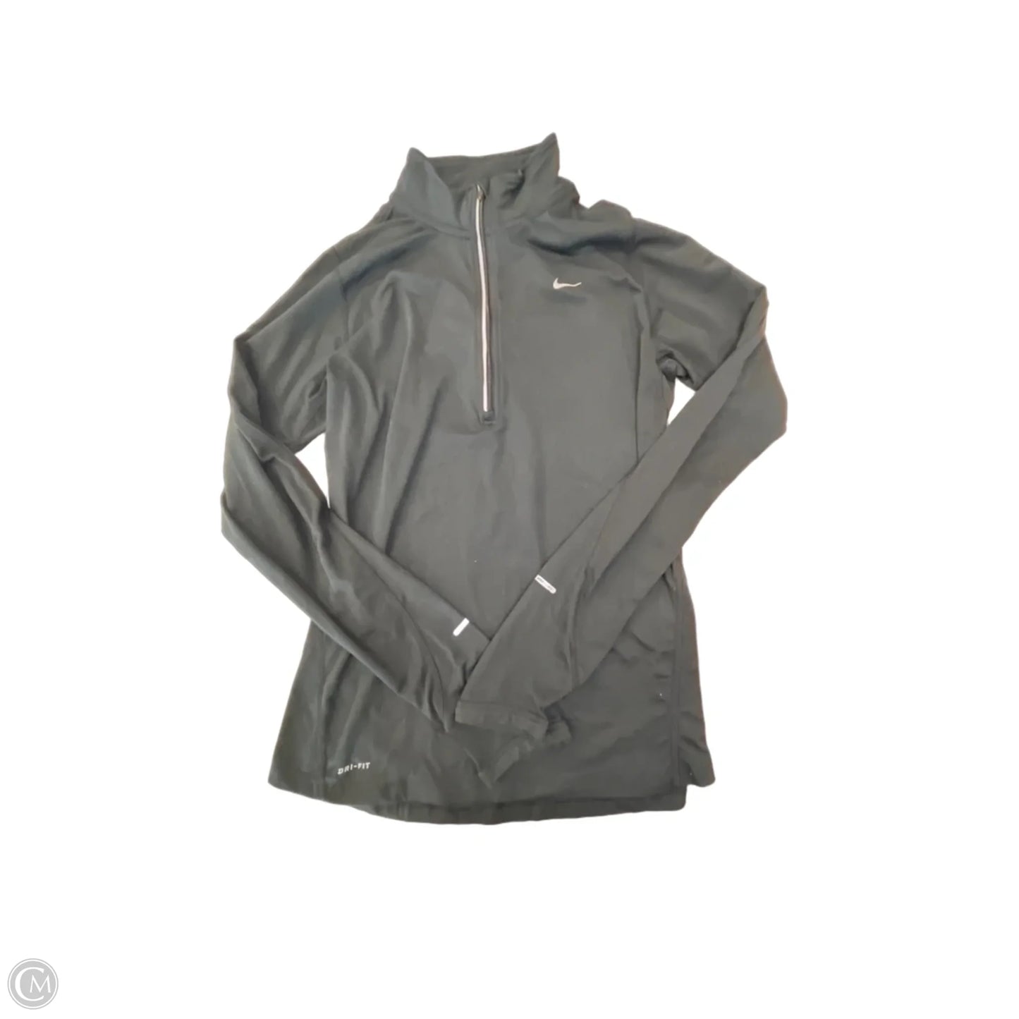 Athletic Top Long Sleeve Collar By Nike In Black, Size: S