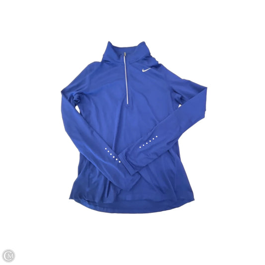 Athletic Top Long Sleeve Collar By Nike In Blue, Size: S