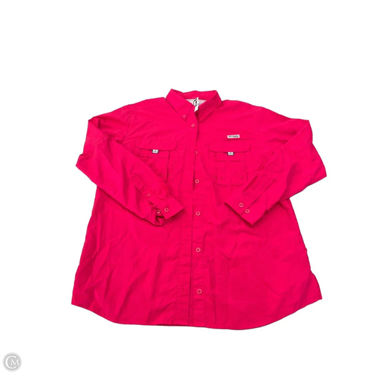 Athletic Top Long Sleeve Collar By Columbia In Pink, Size: L