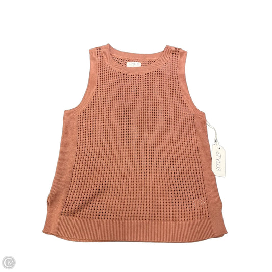 Vest Sweater By Stylus In Peach, Size: L