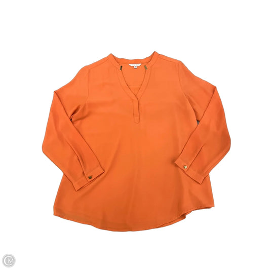 Blouse Long Sleeve By Naked Zebra In Orange, Size: M