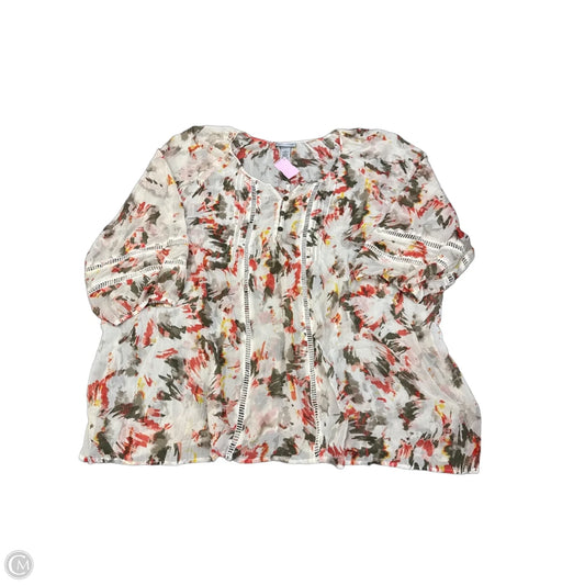 Blouse 3/4 Sleeve By Catherines In Floral Print, Size: 3x