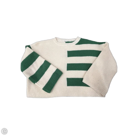 Sweater By Timing In Cream & Green, Size: M