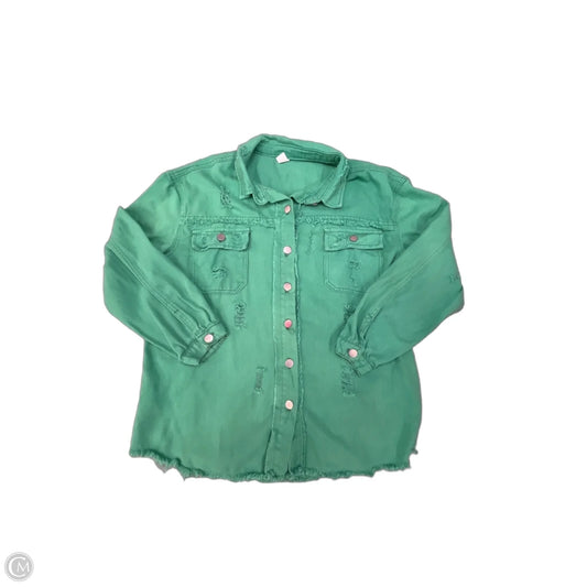 Jacket Denim By Clothes Mentor In Green, Size: 2x