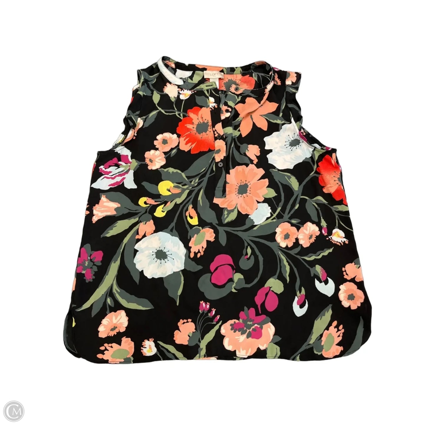 Blouse Short Sleeve By Loft In Floral Print, Size: L
