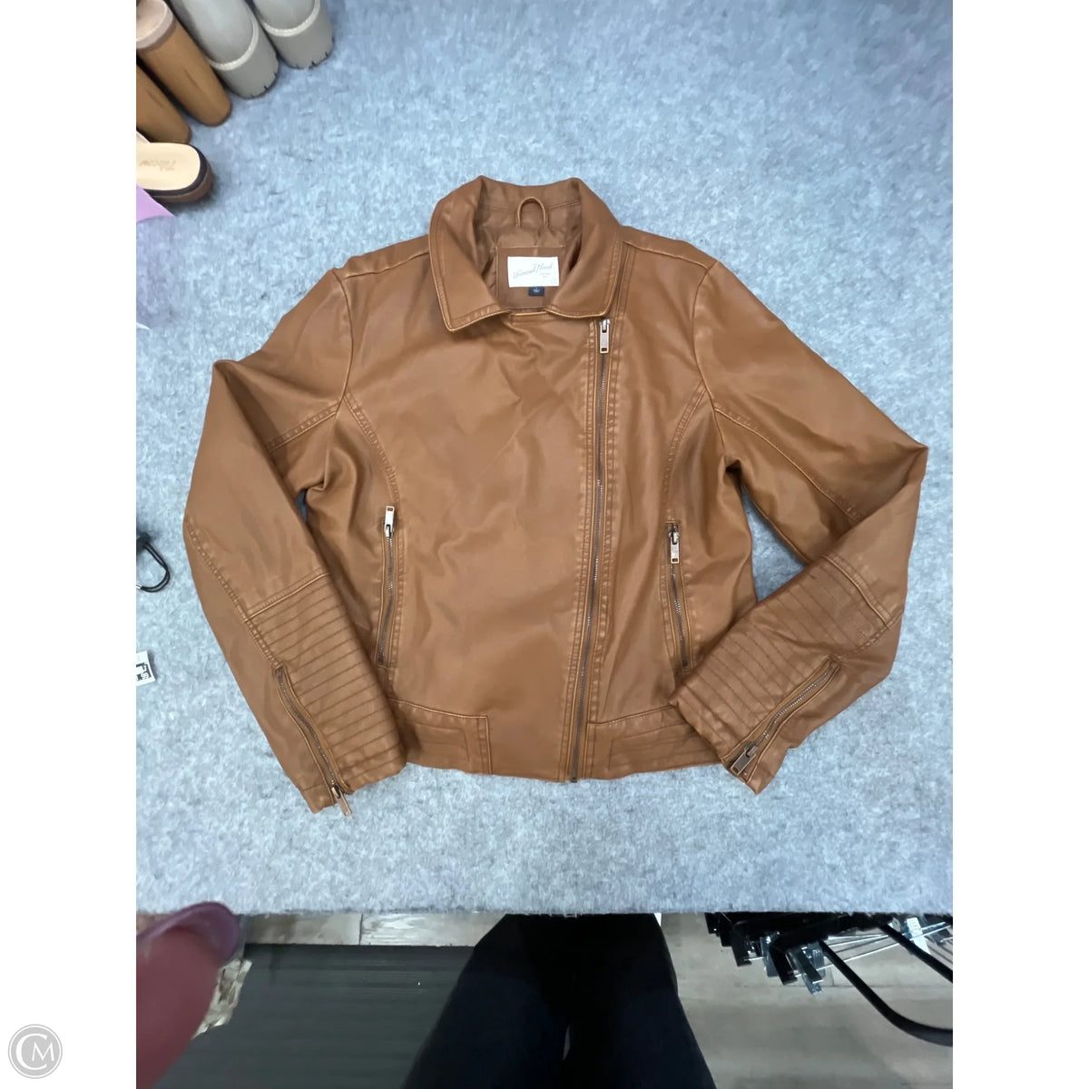 Jacket Moto By Universal Thread In Bronze, Size: L