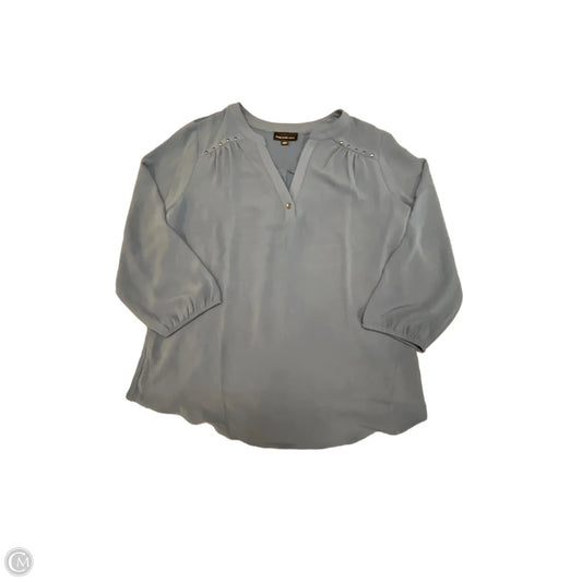 Blouse 3/4 Sleeve By Fortune & Ivy In Blue, Size: L