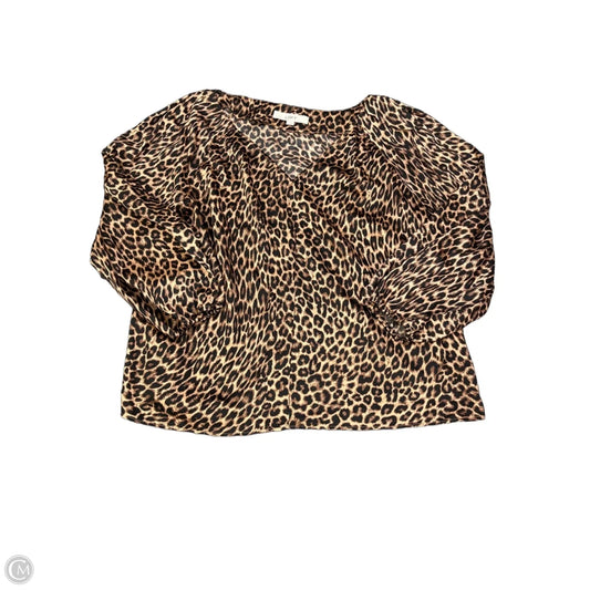 Blouse Long Sleeve By Loft In Leopard Print, Size: L