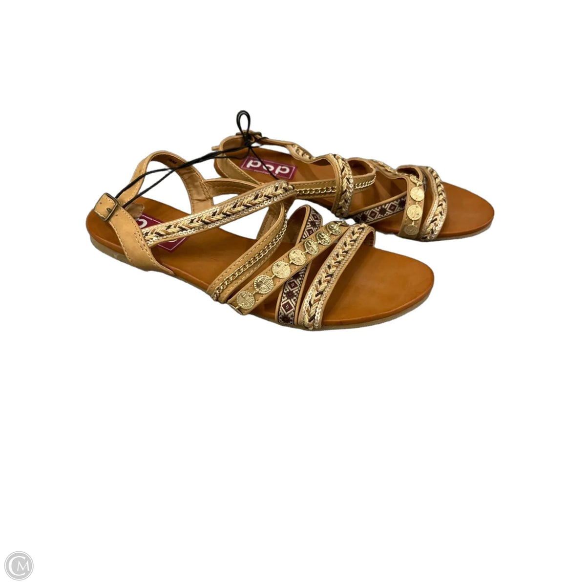 Sandals Flats By Pop In Tan, Size: 9