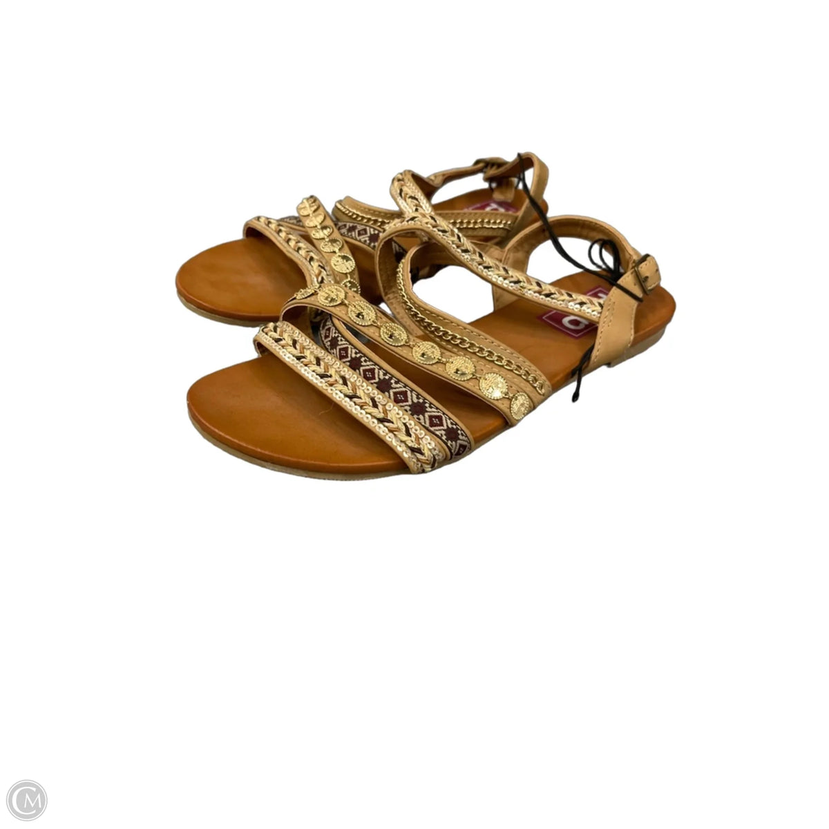 Sandals Flats By Pop In Tan, Size: 9