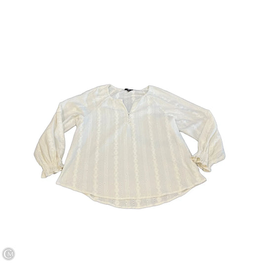 Top Long Sleeve Designer By Frye In Cream, Size: L