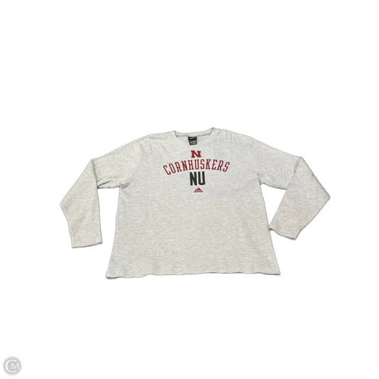 Top Long Sleeve By Adidas In Grey & Red, Size: Xl