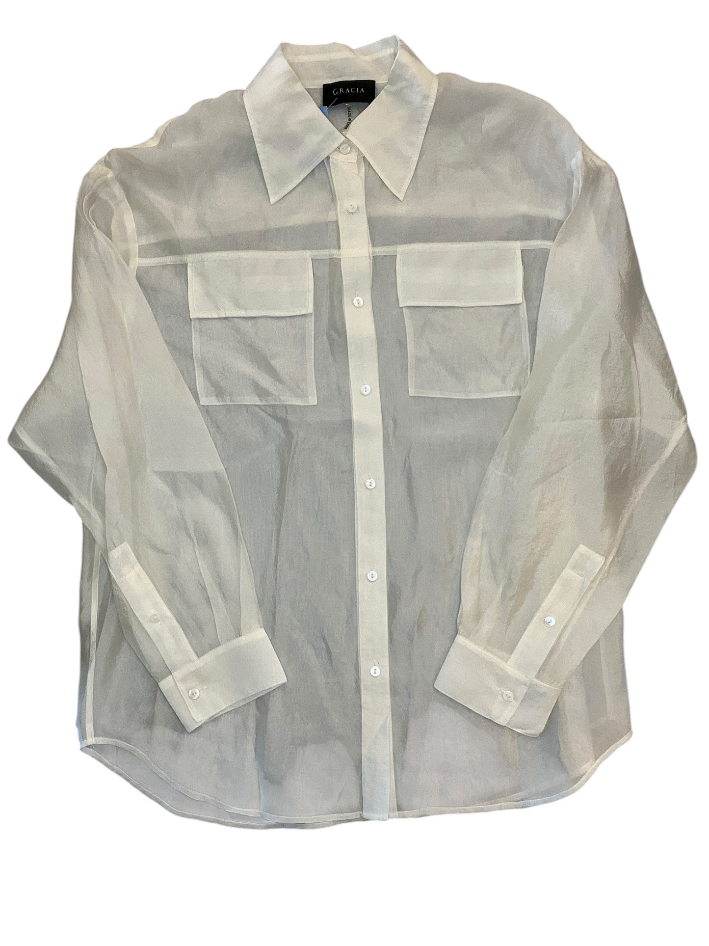 Blouse Ls By Gracia In White, Size:M