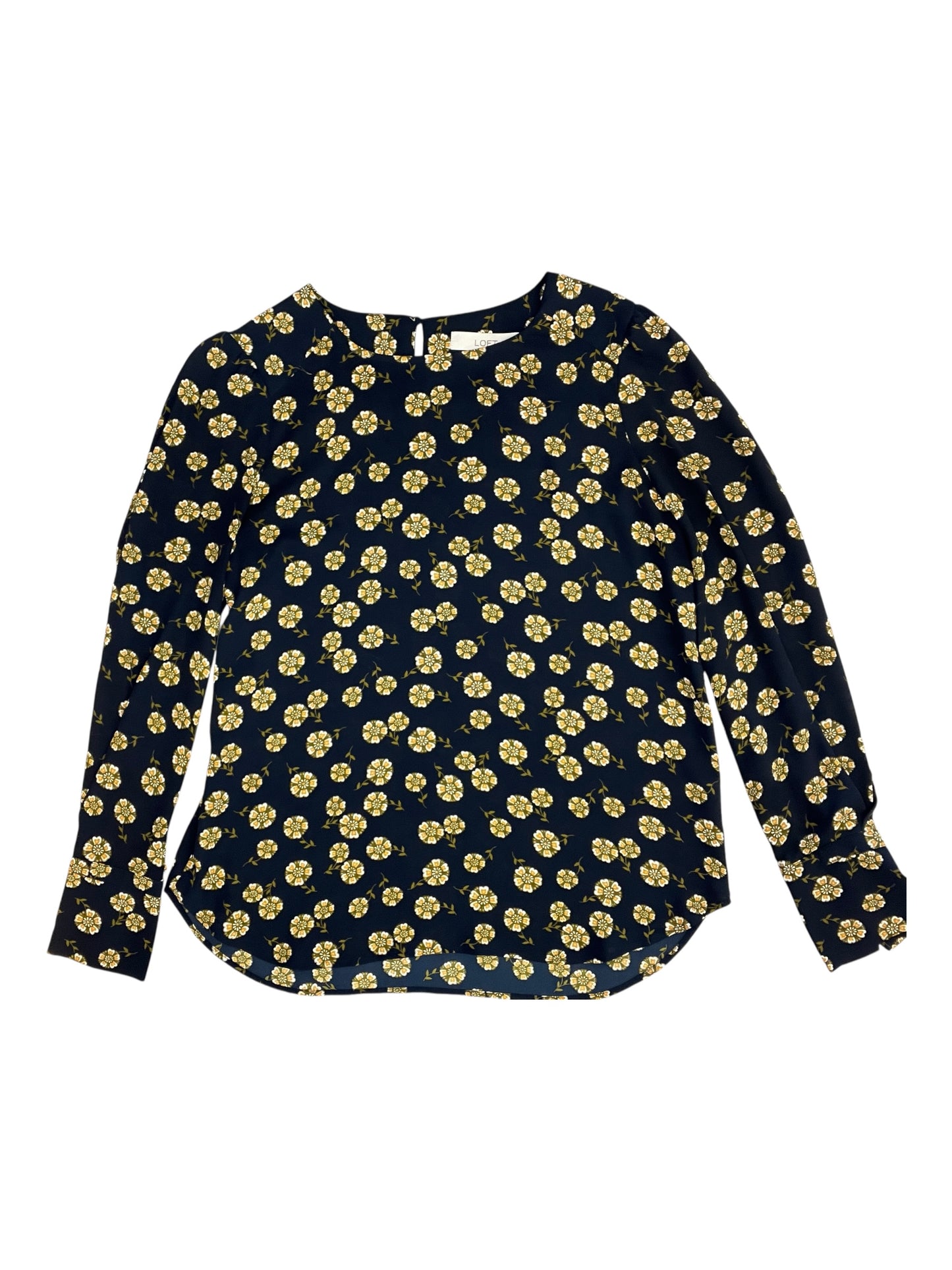 Blouse Ls By Loft In Navy, Size:S