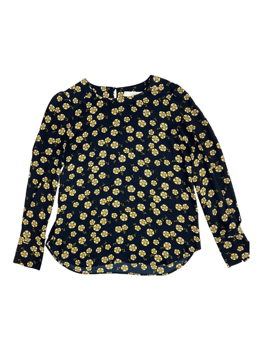 Blouse Ls By Loft In Navy, Size:S
