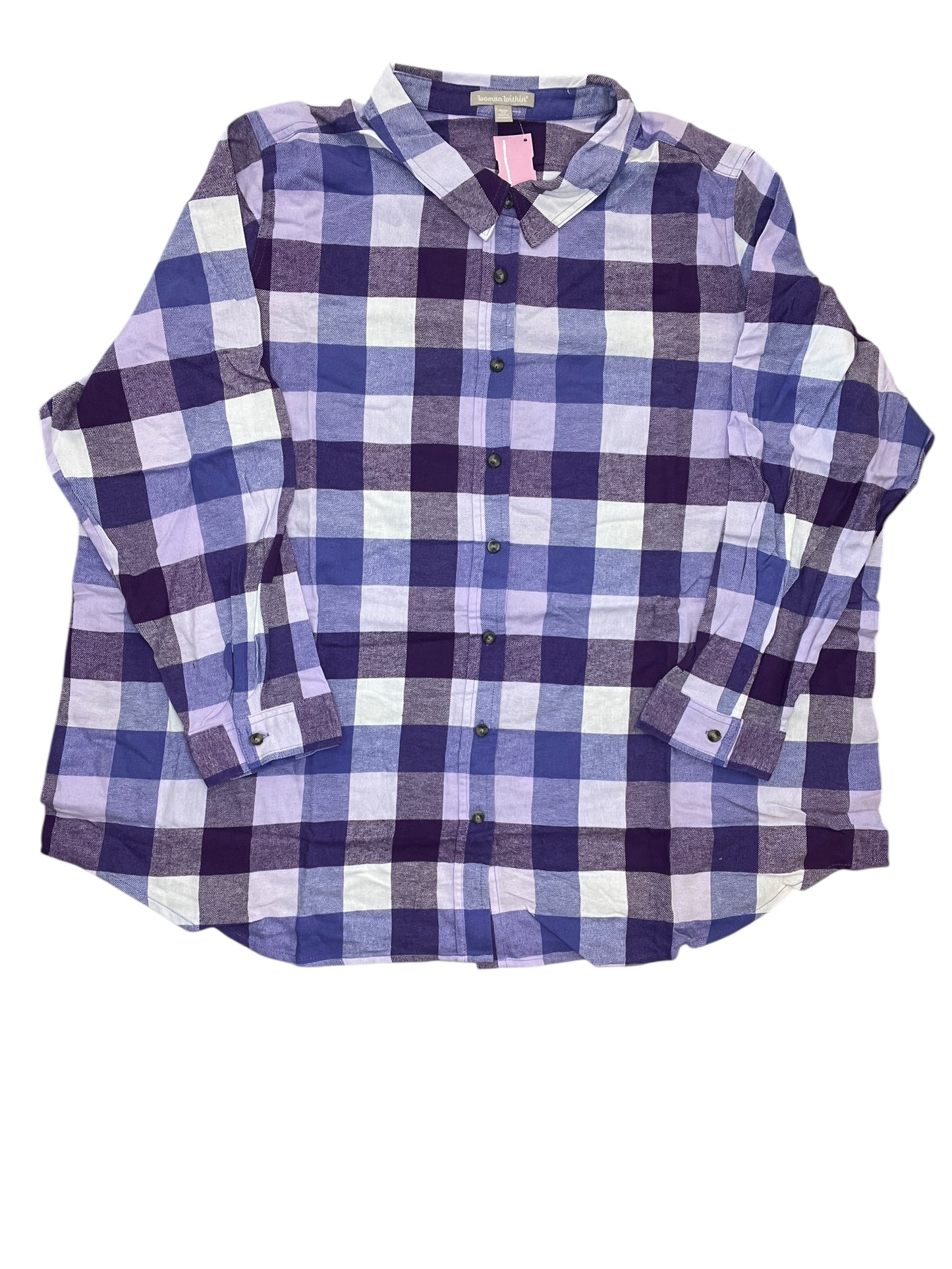 Top Ls By Woman Within In Plaid Pattern, Size:2X