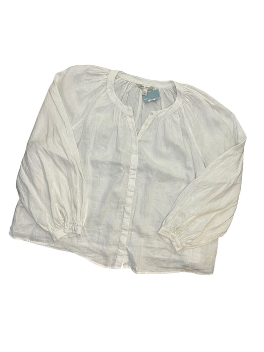 Blouse Ls By Banana Republic In White, Size:L