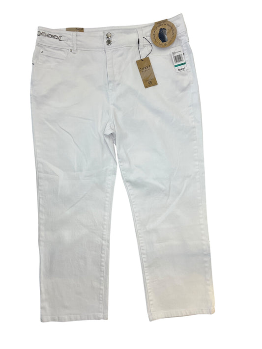 Jeans Cropped By Curve Appeal In White Denim, Size:16