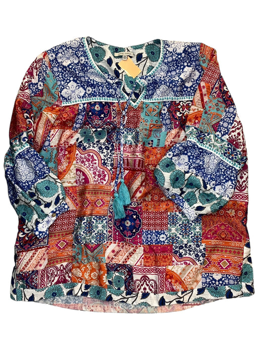 Top 3/4 Sleeve By John Mark In Multi, Size:Xl