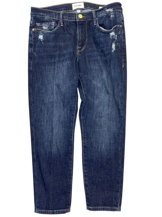 Jeans Cropped By Frame In Blue Denim, Size:6