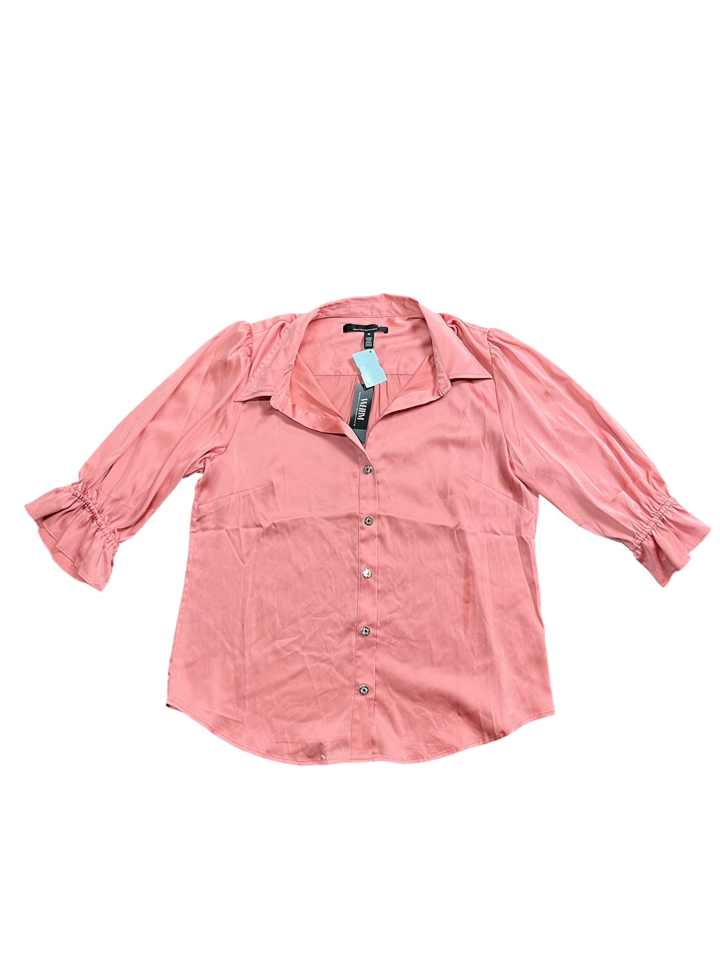 Blouse 3/4 Sleeve By White House Black Market In Peach, Size:M