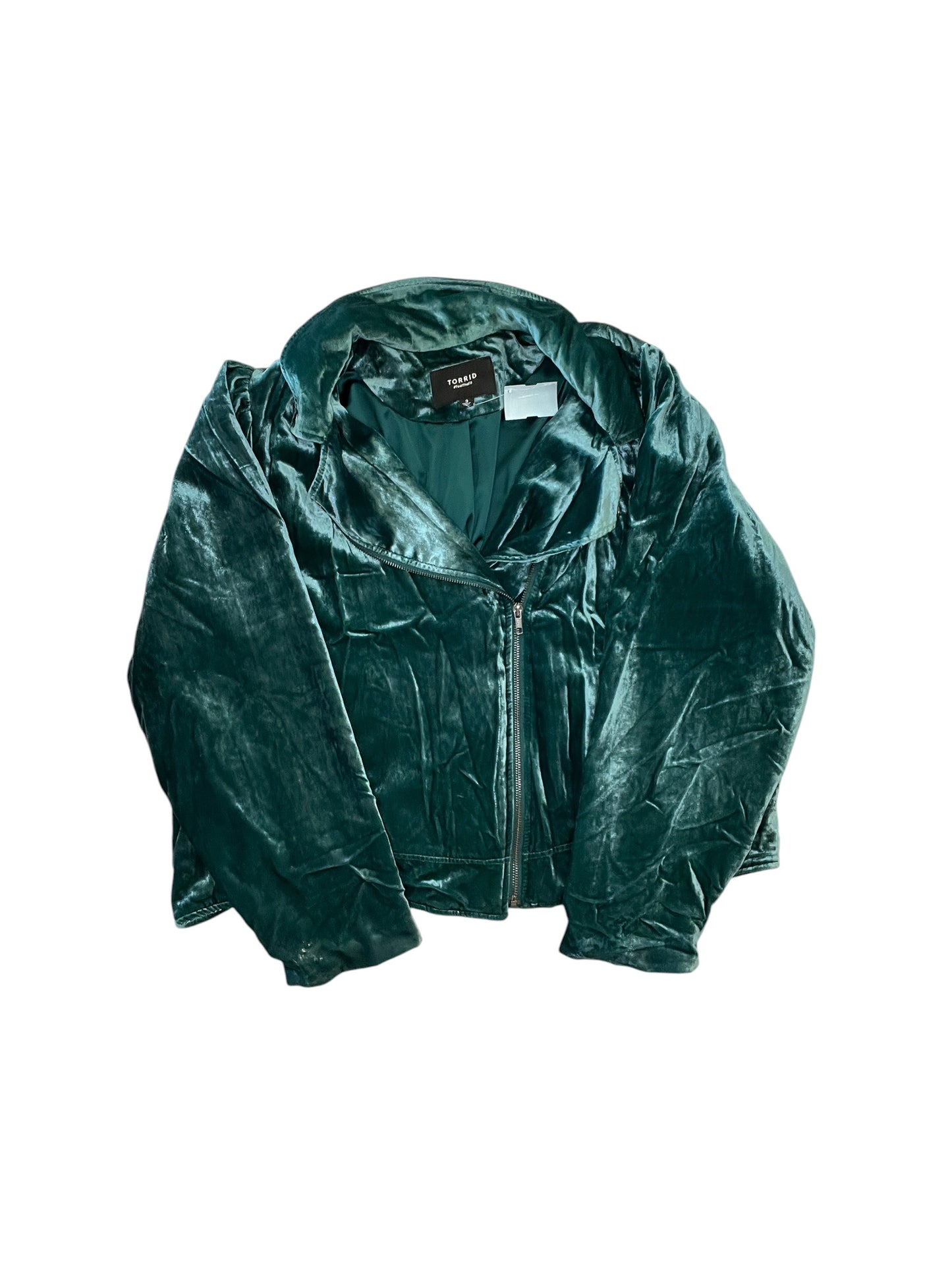 Jacket Moto By Torrid In Green, Size:3X