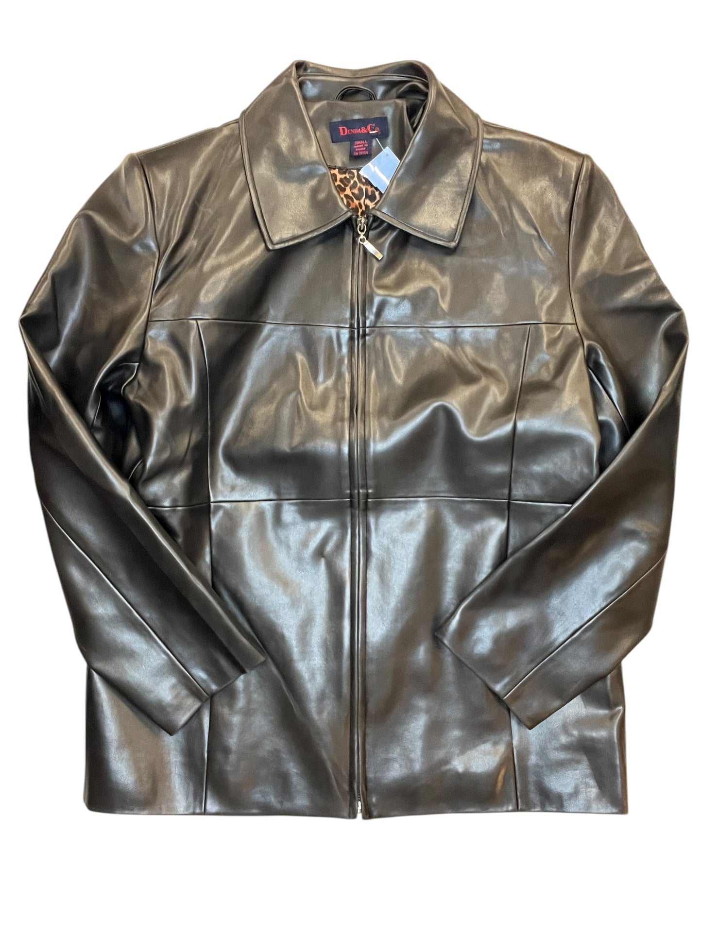 Jacket Moto By Denim And Company In Black, Size:S