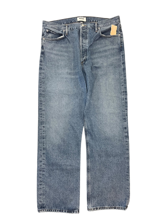 Jeans Straight By Agolde In Blue Denim, Size:14