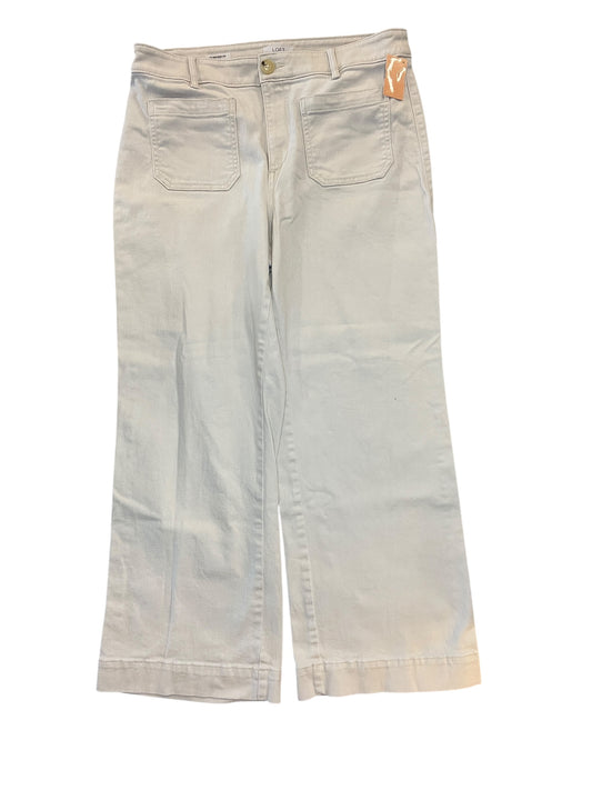 Jeans Flared By Loft In Cream Denim, Size:12P