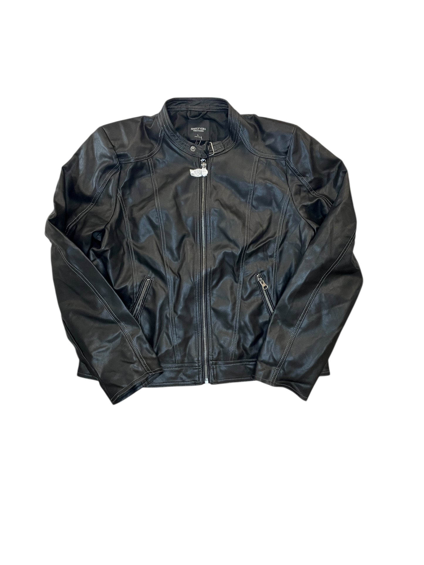 Jacket Moto By Simply Vera In Black, Size:L