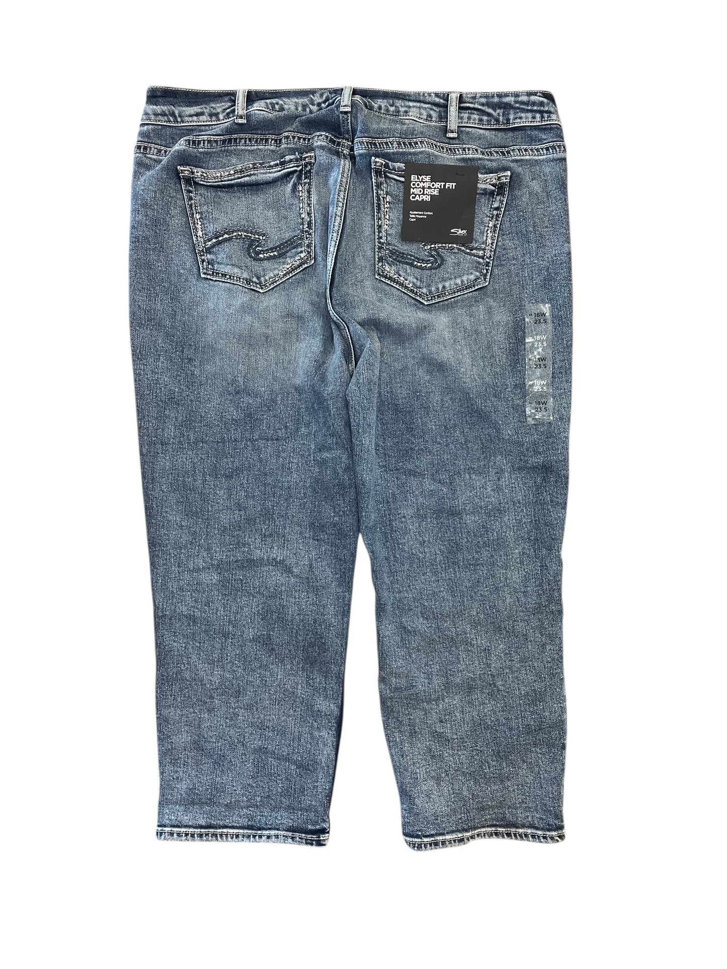 Jeans Cropped By Silver In Blue Denim, Size:18